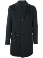 Emporio Armani Single Breasted Coat, Men's, Size: 46, Grey, Polyamide/polyester/polyurethane/virgin Wool