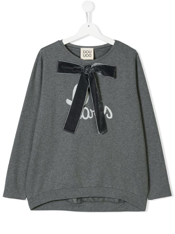 Douuod Kids Teen Bow Detail Top - Grey