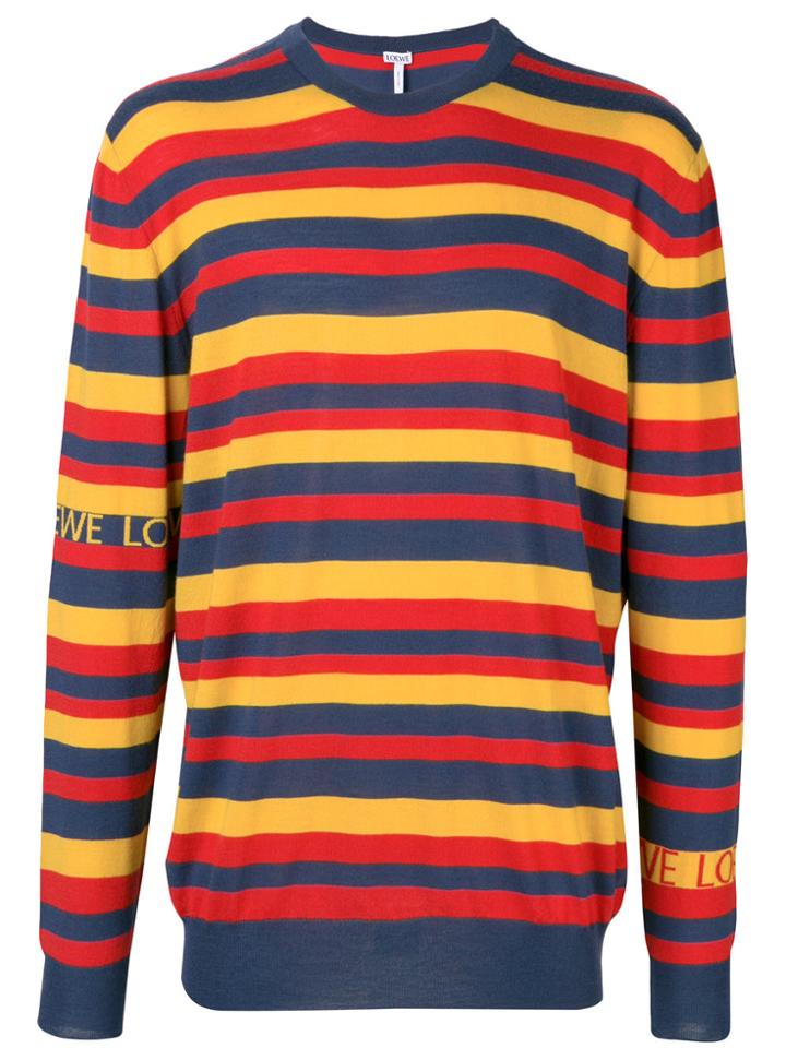 Loewe Striped Round Neck Jumper - Blue