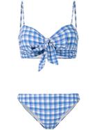 Ganni Seersucker Wrap Bikini - Blue