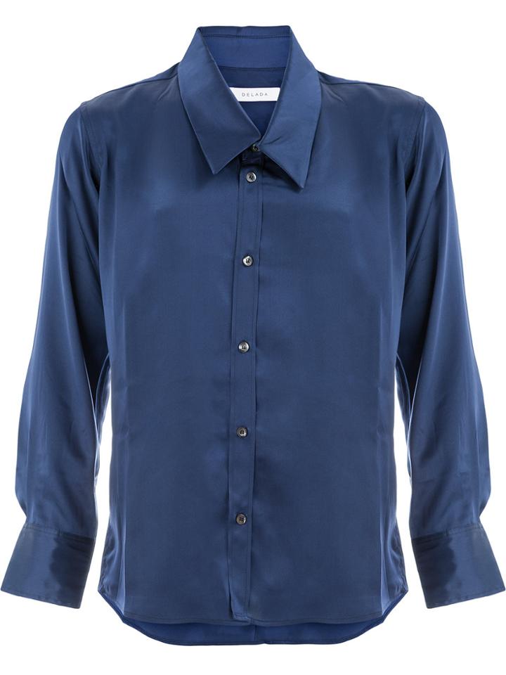 Delada Satin Shirt - Blue