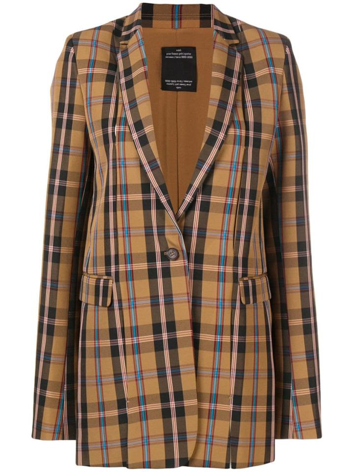 Rokh Checked Long-line Blazer - Brown