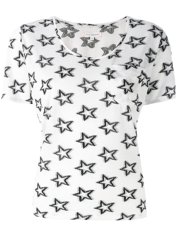 Chinti And Parker - Star Print T-shirt - Women - Polyester/viscose - L, White, Polyester/viscose