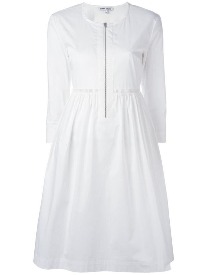 Elizabeth And James Flared Dress, Size: 6, White, Cotton/spandex/elastane