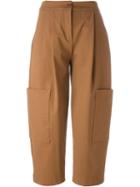 Erika Cavallini Osamu Cropped Trousers, Women's, Size: 42, Brown, Cotton/spandex/elastane