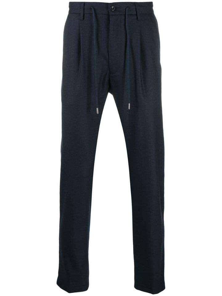 Barba Drawstring Tailored Trousers - Blue