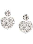 Alessandra Rich Oversized Heart Charm Earrings - Silver