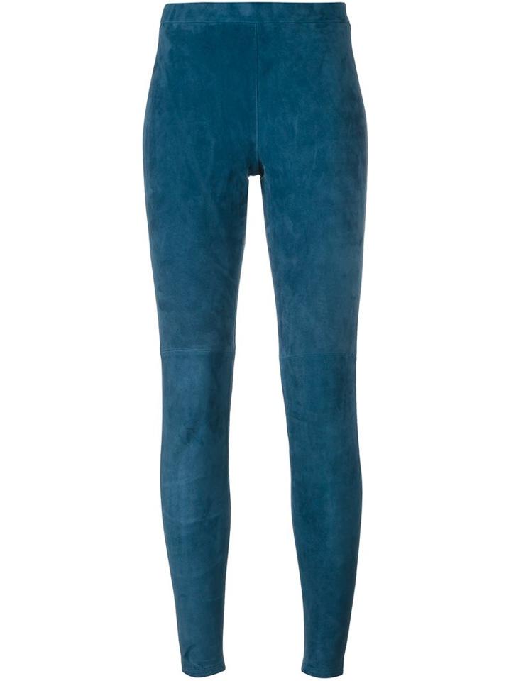 Steffen Schraut - High-waisted Leggings - Women - Eel Skin/goat Suede - 38, Blue, Eel Skin/goat Suede