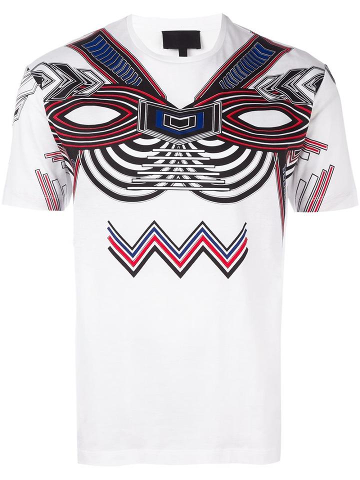 Les Hommes Tribal Print T-shirt, Men's, Size: Small, White, Cotton