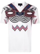 Les Hommes Tribal Print T-shirt, Men's, Size: Small, White, Cotton