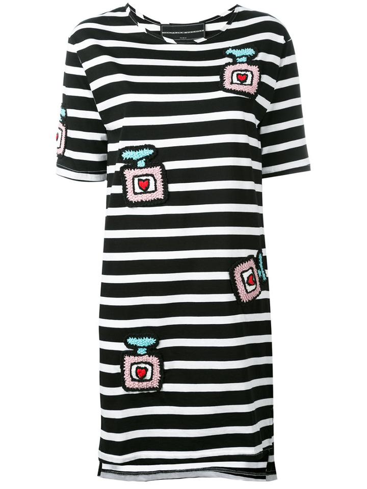 Michaela Buerger Knitted Patches Striped Dress, Women's, Size: Small, Black, Cotton/cashmere