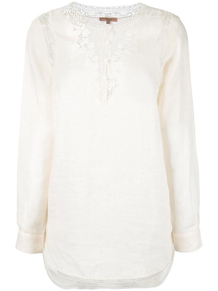Ermanno Ermanno - Macrame Detail Shirt - Women - Linen/flax/cotton - 44, Nude/neutrals, Linen/flax/cotton