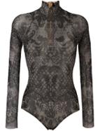 Dsquared2 Underwear Floral Lace Print Body, Women's, Size: Medium, Black, Polyamide/spandex/elastane