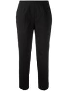 Piazza Sempione Cropped Trousers, Women's, Size: 48, Black, Silk/polyamide/spandex/elastane