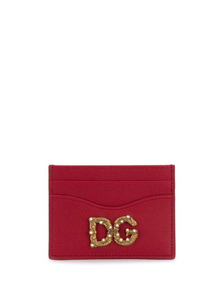 Dolce & Gabbana Gold Logo Cardholder - Red