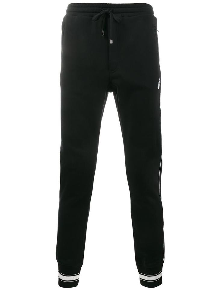 Dolce & Gabbana Side-striped Sweatpants, Men's, Size: 48, Black, Cotton