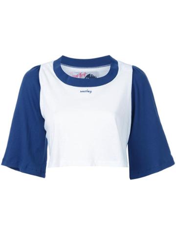 Jenny Fax Cropped T-shirt, Women's, Size: Medium, Blue, Cotton