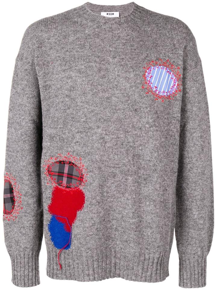 Msgm Crew Neck Jumper - Grey