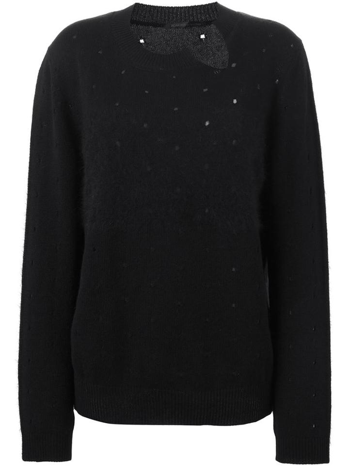 Agnona Hole Pattern Sweater, Women's, Size: 42, Black, Polyamide/angora/cashmere