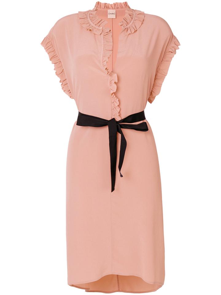Nude Frill-trim Dressa - Pink & Purple
