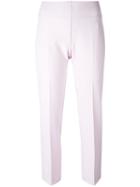 Blumarine Pleat Detail Cropped Trousers, Women's, Size: 42, Pink/purple, Polyester/spandex/elastane