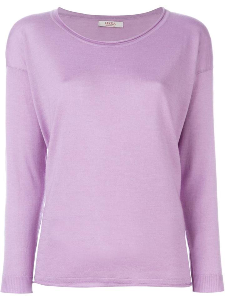 Liska Scoop Neck Sweater, Women's, Size: Medium, Pink/purple, Silk/cashmere/merino