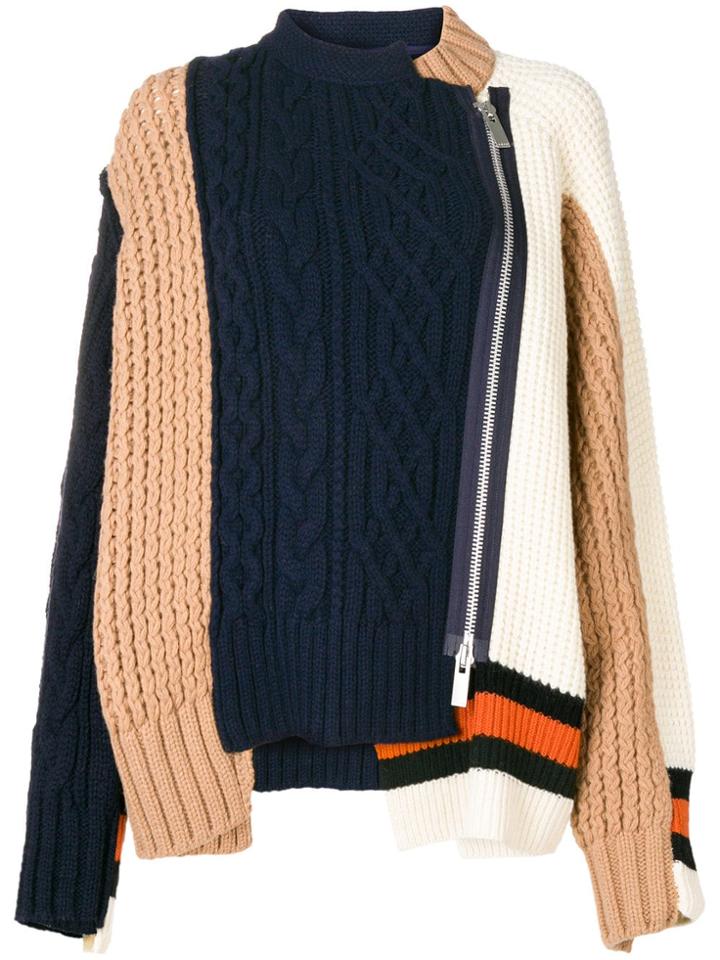 Sacai Asymmetric Ribbed Jumper - Blue