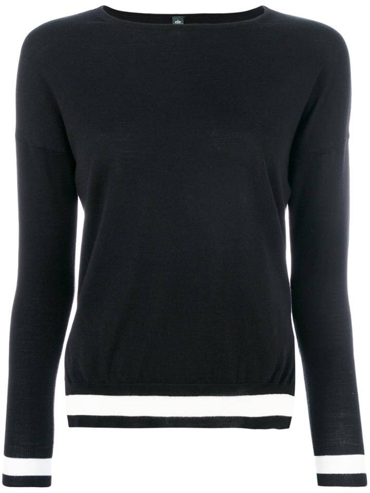 Eleventy Striped Knit Jumper - Black