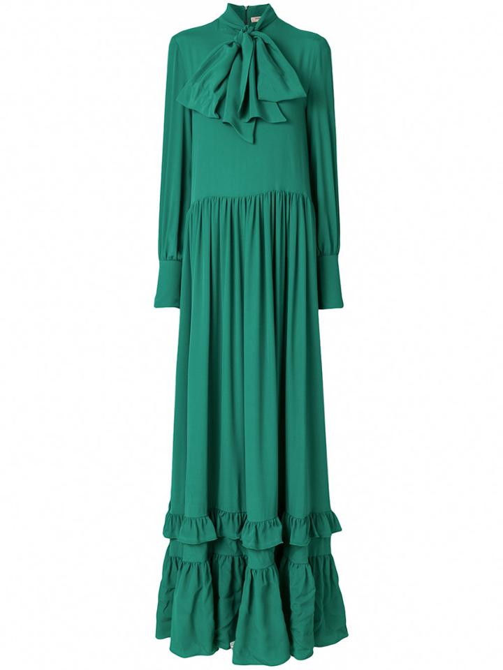 Piccione. Piccione Ruffle Trim Maxi Dress - Green