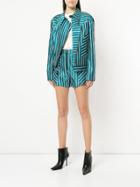 Self-portrait Striped Biker Jacket - Green