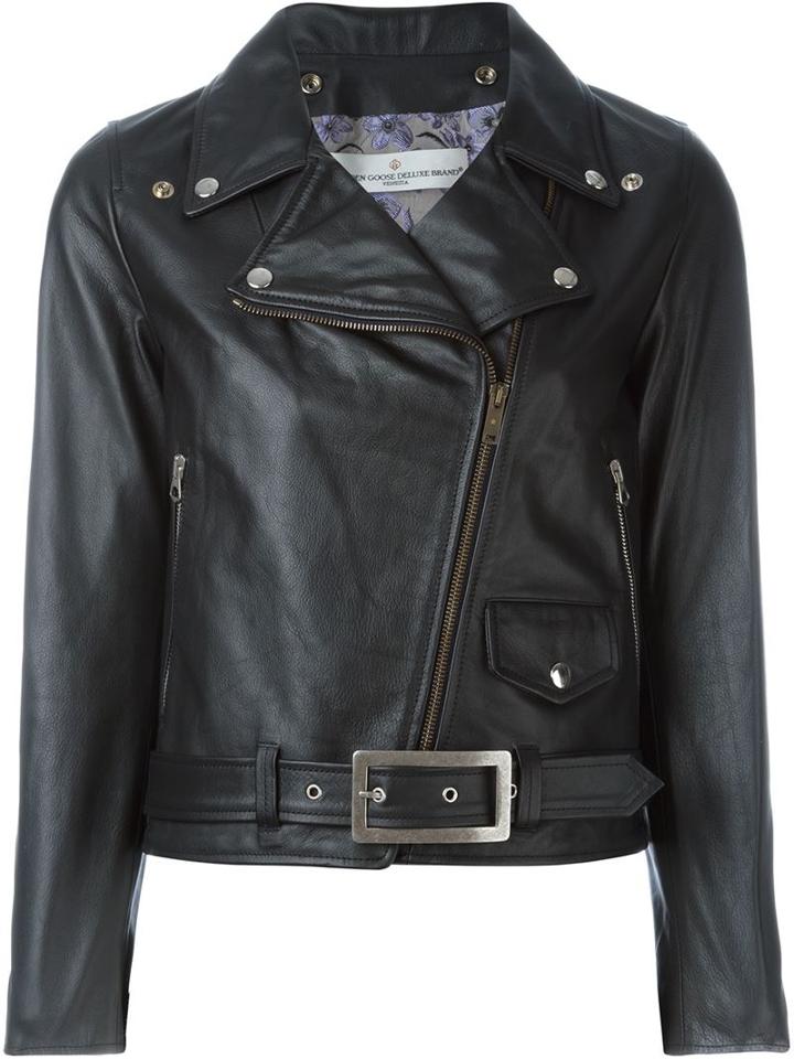 Golden Goose Deluxe Brand Classic Biker Jacket, Women's, Size: S, Black, Leather/acetate/polyester/cotton