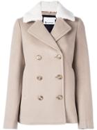 T By Alexander Wang Fur Collar Peacoat, Women's, Size: 2, Nude/neutrals, Polyester/viscose/cashmere/virgin Wool