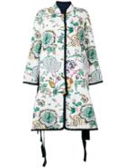 Tory Burch Quilted Floral Print Coat - White