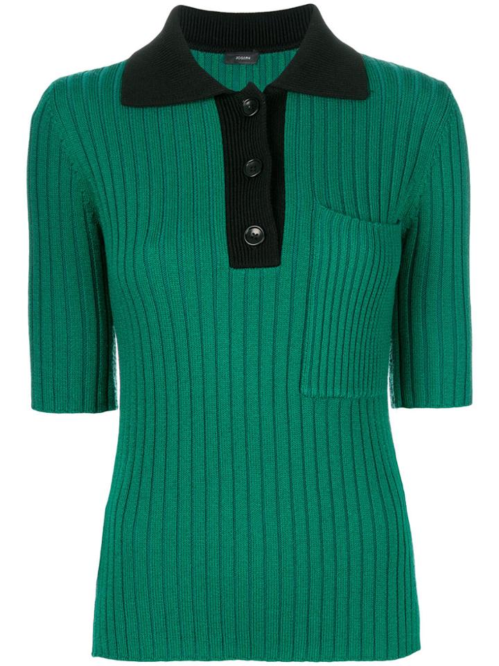Joseph Short-sleeve Ribbed Jumper - Green