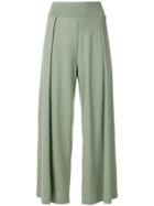 Labo Art Flat Pleat Wide Leg Trousers - Green