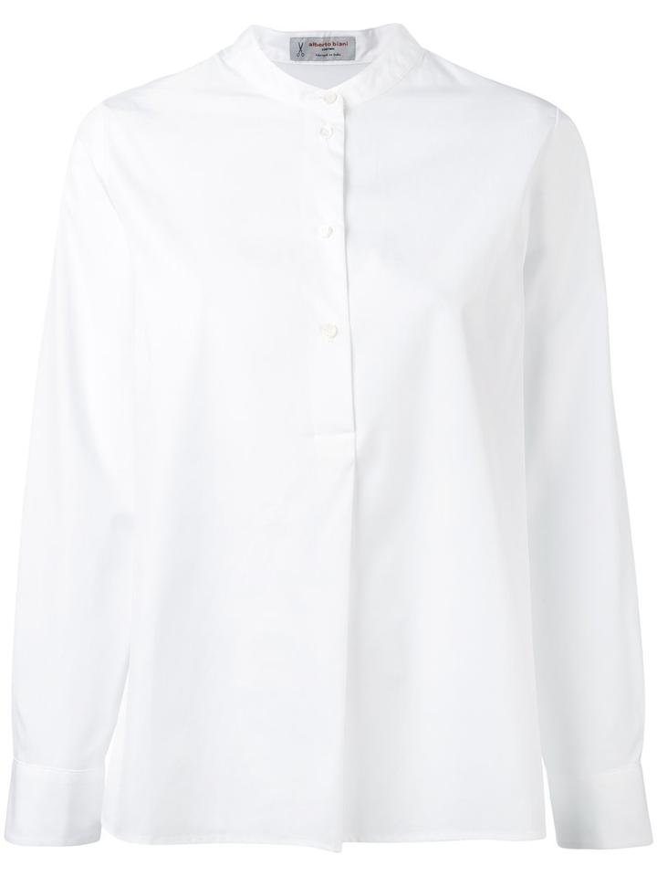 Alberto Biani - Band Collar Shirt - Women - Cotton - 42, White, Cotton