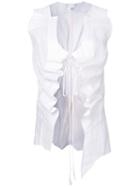 Aganovich Drawstring Sheer Waistcoat, Women's, Size: 38, White, Linen/flax
