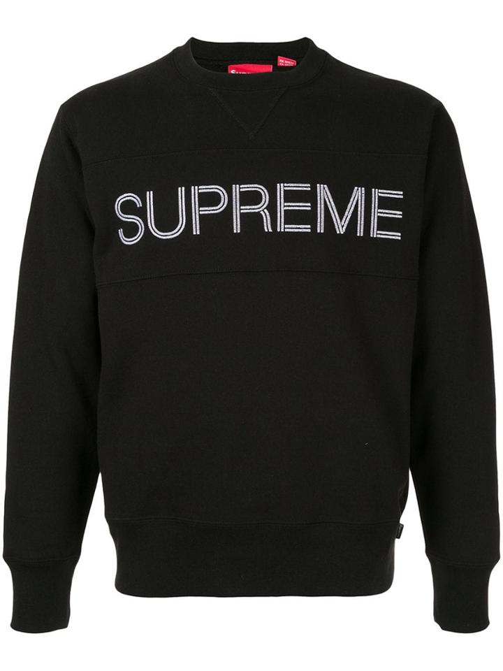 Supreme Logo Zig-zag Stitch Sweatshirt - Black