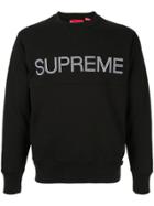 Supreme Logo Zig-zag Stitch Sweatshirt - Black