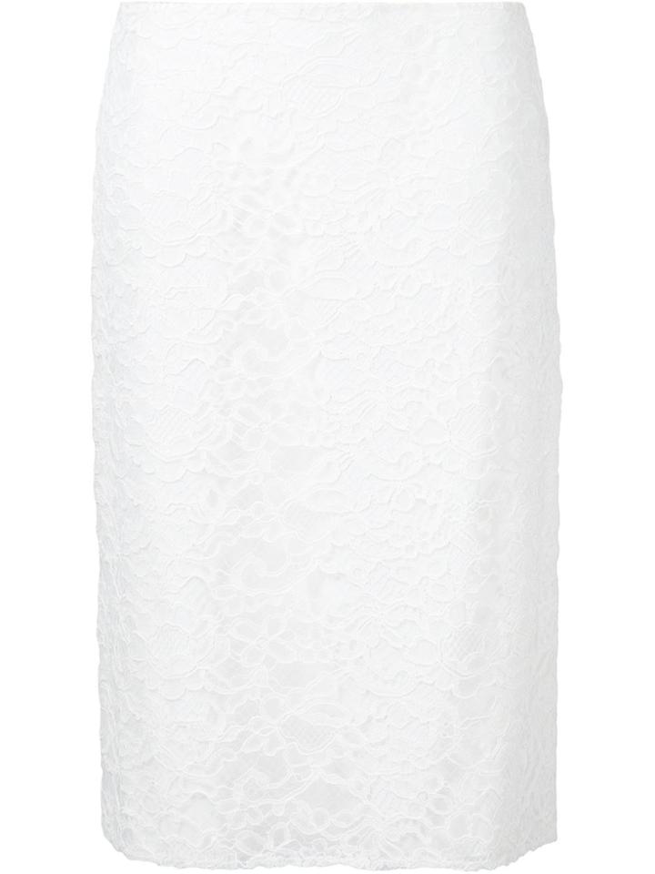 Nina Ricci Lace Pencil Skirt - White