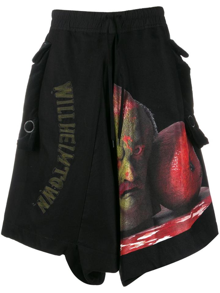 Bernhard Willhelm Oversized Graphic Print Shorts - Black