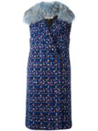 Emilio Pucci Raccoon Fur Collar Sleeveless Coat