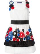 Emanuel Ungaro Appliqué Flower Mini-dress, Women's, Size: 44, White, Polyester/cotton/silk
