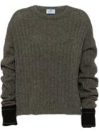 Prada Contrast Cuff Ribbed Sweater - Grey