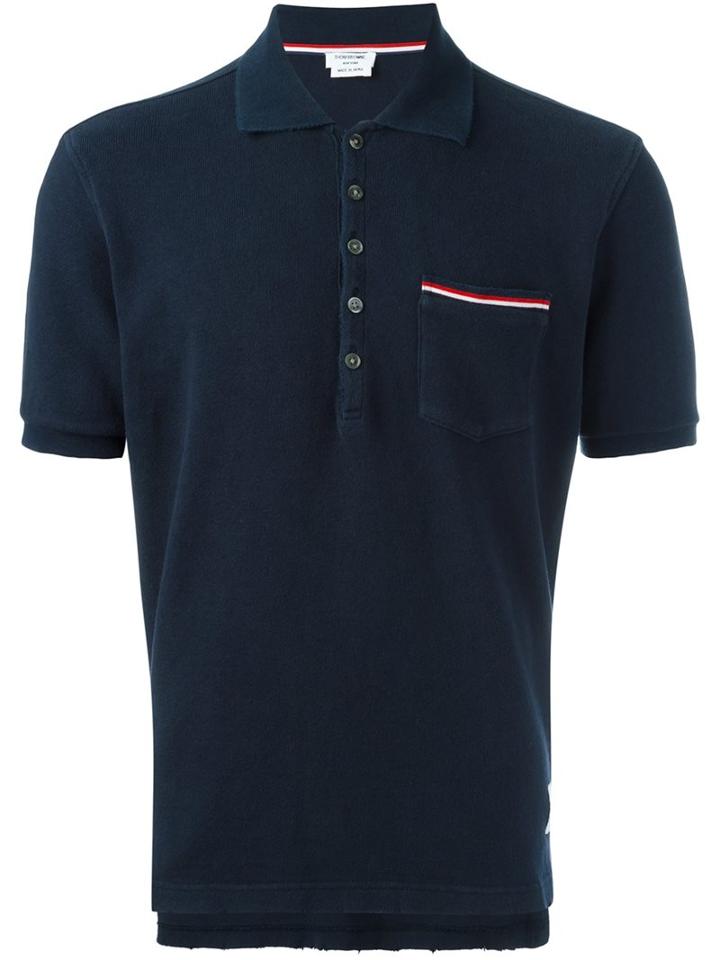 Thom Browne Short Sleeve Polo Shirt, Men's, Size: Ii, Blue, Cotton