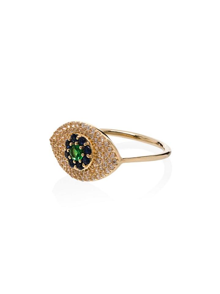 Ileana Makri 18k Yellow Gold Blossom Eye Tsavorite And Sapphire Ring -