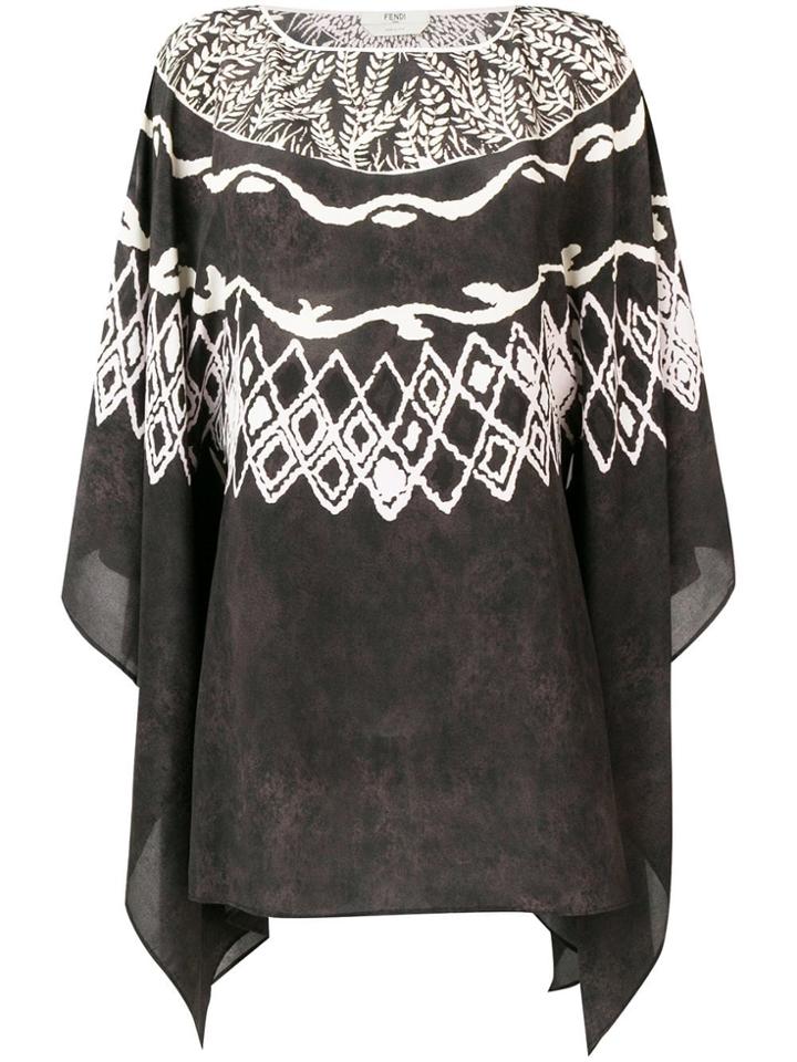 Fendi Batwing Sleeve Kimono Dress - Black