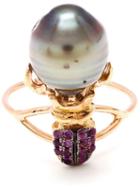 Daniela Villegas 18kt Pink Gold, Amethyst And Pearl Ring