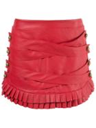 Andrea Bogosian Leather Straight Skirt, Women's, Size: Medium, Red, Leather