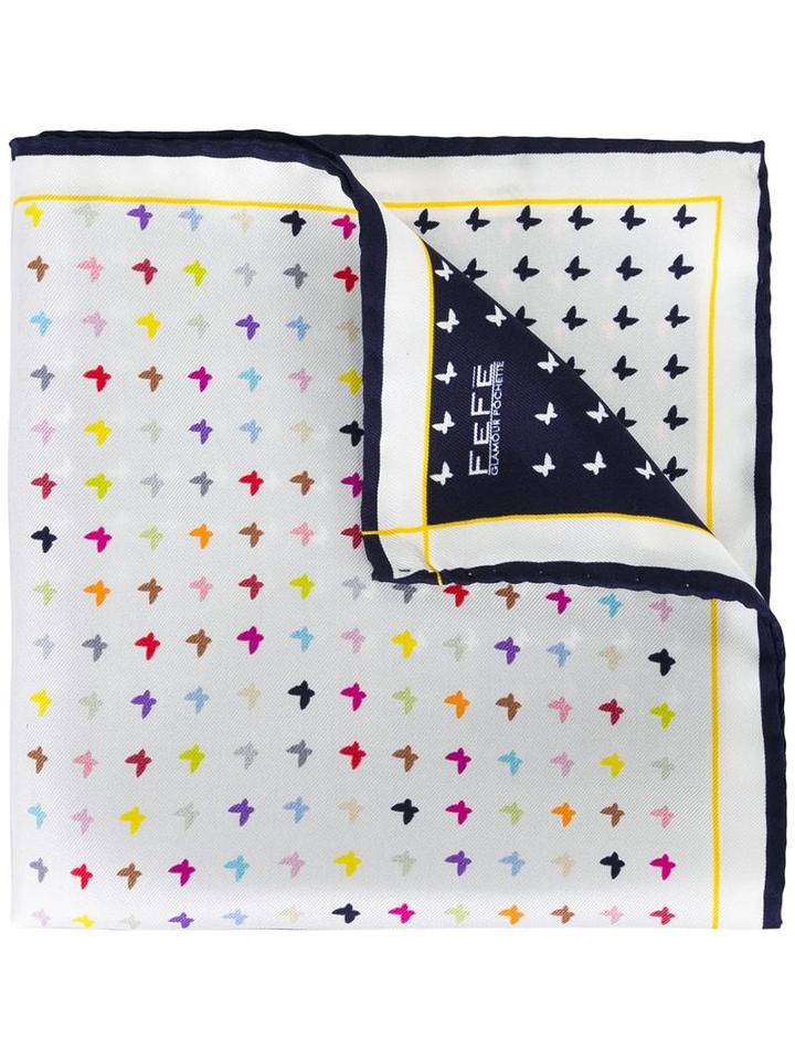 Fefè Butterfly Print Pocket Square, Adult Unisex, Silk